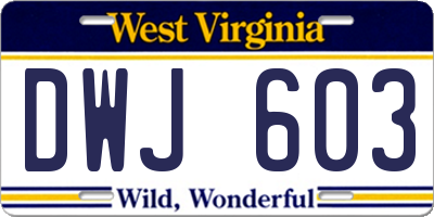 WV license plate DWJ603