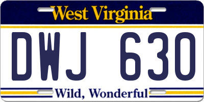 WV license plate DWJ630