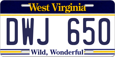 WV license plate DWJ650