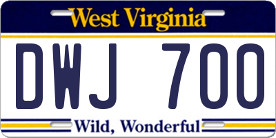 WV license plate DWJ700