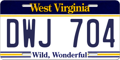 WV license plate DWJ704