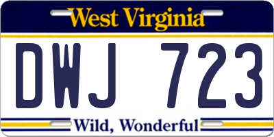 WV license plate DWJ723