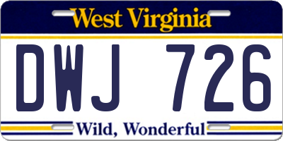 WV license plate DWJ726