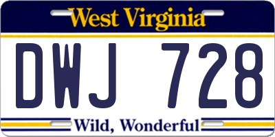 WV license plate DWJ728