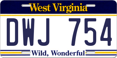 WV license plate DWJ754