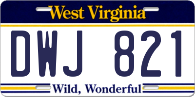 WV license plate DWJ821