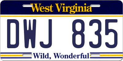 WV license plate DWJ835