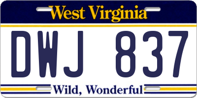 WV license plate DWJ837