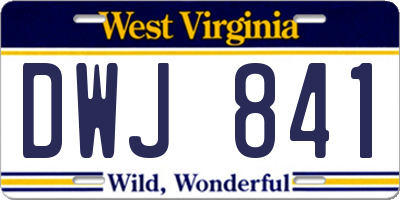 WV license plate DWJ841