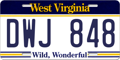 WV license plate DWJ848