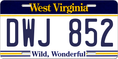 WV license plate DWJ852