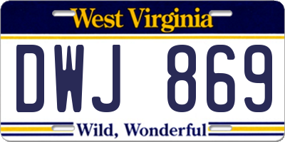 WV license plate DWJ869