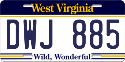 WV license plate DWJ885