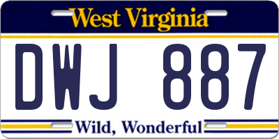 WV license plate DWJ887