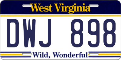 WV license plate DWJ898