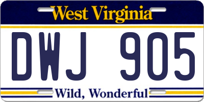 WV license plate DWJ905