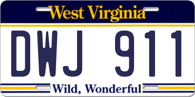 WV license plate DWJ911