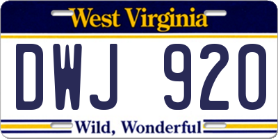 WV license plate DWJ920
