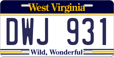 WV license plate DWJ931