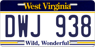 WV license plate DWJ938