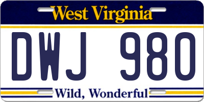 WV license plate DWJ980