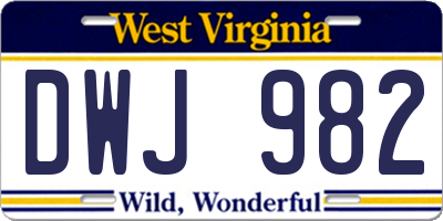 WV license plate DWJ982