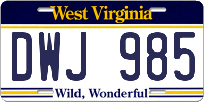 WV license plate DWJ985