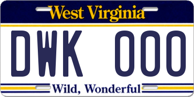 WV license plate DWK000