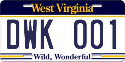 WV license plate DWK001