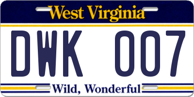 WV license plate DWK007