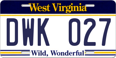 WV license plate DWK027
