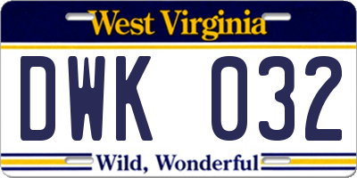 WV license plate DWK032