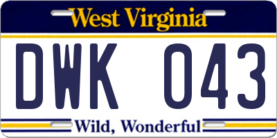 WV license plate DWK043
