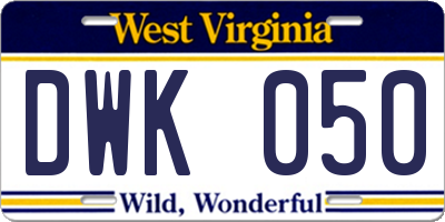 WV license plate DWK050