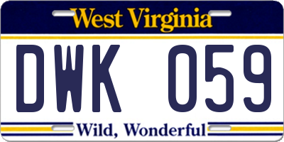 WV license plate DWK059