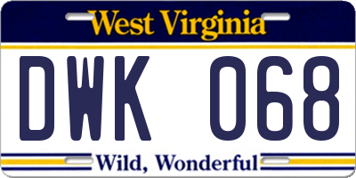 WV license plate DWK068