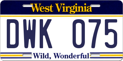 WV license plate DWK075