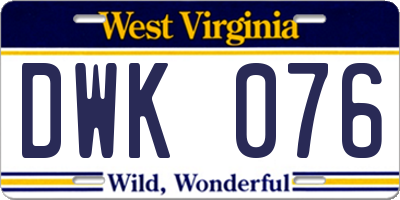WV license plate DWK076