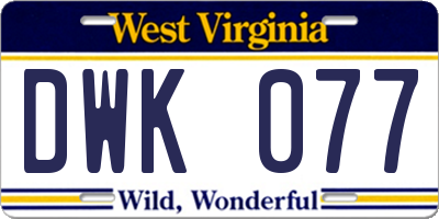 WV license plate DWK077