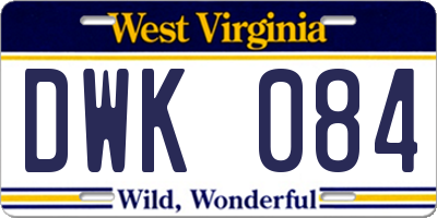 WV license plate DWK084