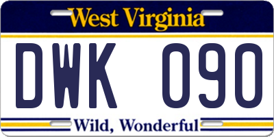 WV license plate DWK090