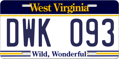 WV license plate DWK093