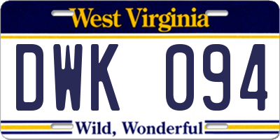 WV license plate DWK094