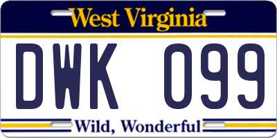 WV license plate DWK099