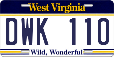 WV license plate DWK110