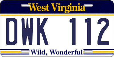 WV license plate DWK112
