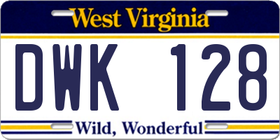 WV license plate DWK128