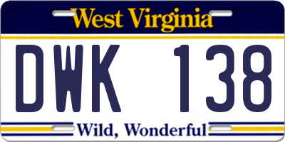 WV license plate DWK138