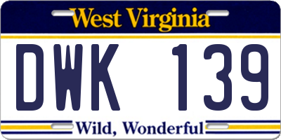 WV license plate DWK139