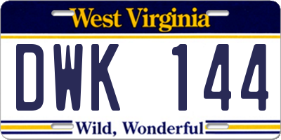 WV license plate DWK144